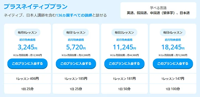 DMM英会話のプラスネイティブプラン
