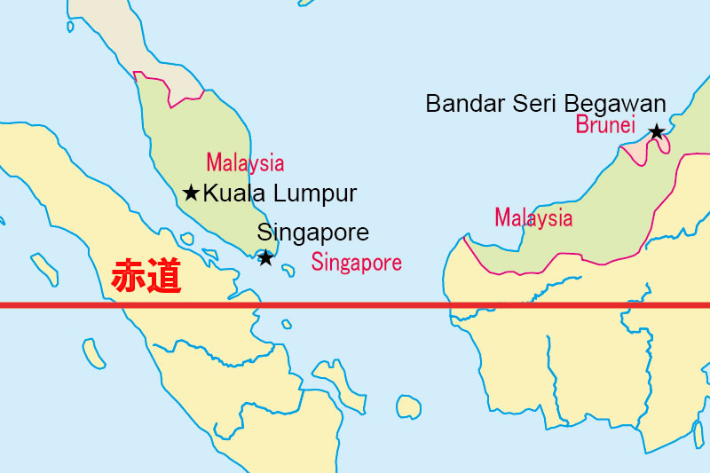 シンガポールと赤道の位置