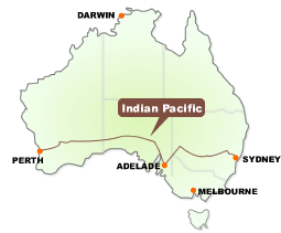 オーストラリアの長距離列車 インディアンパシフィック ザ ガン オーバーランド